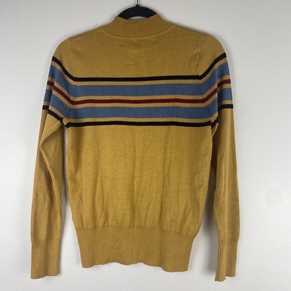 Code x Mode Women's Pullover Mock Neck Sweater Size M Mustard Striped - Picture 4 of 7
